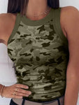 Camouflage Tank Top O-Neck Slim