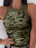 Camouflage Tank Top O-Neck Slim