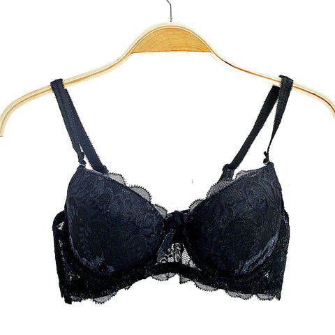 Floral Lace Push-Up Bra - Seamless, Unlined, Convertible Straps for Ultimate Comfort