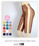 High-Waist Sexy Satin Glossy Leggings - Tight Silk Yoga Leggings