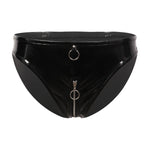 Zipper Crotch Briefs Wetlook Patent Leather Booty Shorts - Alt Style Clothing