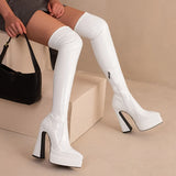 SaraIris Handmade Thigh High Pointed Toe Platform Boots - Sexy Over The Knee Boots for Winter Parties