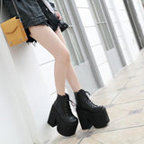 Solid High Heel Ankle Boots Platform Goth - Alt Style Clothing