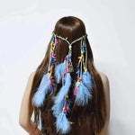 Boho Peacock Feather Adjustable Headdress - Women's Novelty Hair Band