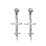 Stainless Steel Cross Skull Star Scorpion Tassel Chain Stud Earrings