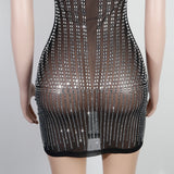 Shine at Your Next Party with Beyprern's Sparkle Sleeveless Sequins Pearl Crystal Party Dress