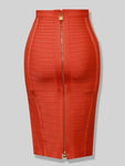 Solid Zipper Bandage Elastic Bodycon Skirt - Alt Style Clothing
