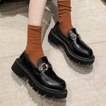 Retro Slip-On Platform Loafers - Thick Sole PU Leather Creepers