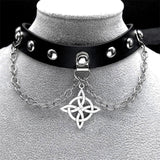 Choker Goth Inverted Cross Stainless Steel PU Leather Necklace - Alt Style Clothing
