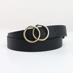 Double Ring Waist Belt PU Leather Metal Buckle Heart Pin Belt For Ladies