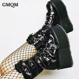 GIGIFOX Gothic Motorcycle Boots with Rivets – Punk Style for Winter