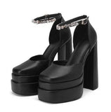 Step up Your Style with Women's Retro Chunky Heels Sandals Platform Pumps