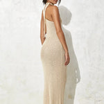 One-Shoulder Halter Backless Bandage Long Dress