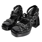 Gothic Punk Buckle Strap Platform High Heels – Office & Casual Pumps