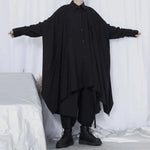 Oversize Gothic Irregular Shirt – Loose Fit with Turn-Down Collar and Long Sleeves