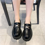 Retro Slip-On Platform Loafers - Thick Sole PU Leather Creepers