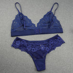 Ultra-thin Cup Bra and Panties Mesh Lace Underwear Set