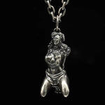 Silver Plated Captivity Bondage Goddess Pendant - Demon Girl Necklace