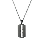 Steel Razor Blade Pendant Necklace - Punk Stainless Steel