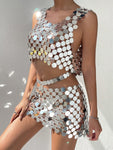 Sexy see through metal sequin glitter club party dress - Alt Style Clothing
