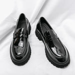 Patent Leather Platform Loafers – Slip-On Derby Shoes