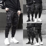 Men's Gothic Cargo Pants with Ribbons – Edgy Harem Jogger Style