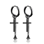 Stainless Steel Cross Skull Star Scorpion Tassel Chain Stud Earrings