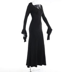 Gothic Dark Aesthetic Vintage Elegant Nightclub Long Sleeve High Waist Trumpet Dress