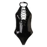 Patent Leather Sexy Lingerie Body Suit