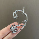 Gothic Spider Web Claw Zircon Ear Clip Earring – Elegant Punk Style