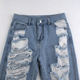 High Waisted Chain Jeans - Featuring a Cross Chain and Hollow Out Design for a Sexy and Elegant Look