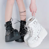 Punk Sweet Heart Platform Ankle Boots with Metal Decoration