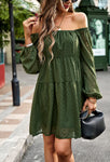 Elegant Chiffon A Line Slash Neck Sheer Fairycore Mini Dress - Alt Style Clothing