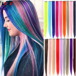 22 Inch Synthetic Rainbow Hair Extensions - Colorful Clip-In Highlights