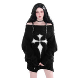 Gothic Geometric Shoulder Knitted Pullover Sweater