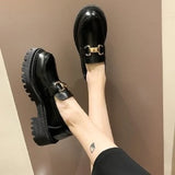 Retro Slip-On Platform Loafers - Thick Sole PU Leather Creepers