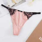 Low-Rise Satin T-Back Thong Panties – Thin Belt Femme Style