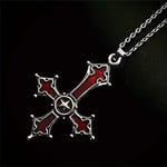 Neo-Gothic Inverted Punk Cross Satanic Pendant Necklace - Black