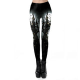 Gothic Print High-Waisted Fitness Leggings – Perfect for Workouts