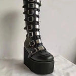 Make a Statement with Black Gothic Style Cool Punk Female Platform Wedges High Heels