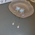 Gothic Irregular Moonstone Star Earrings – Trendy Asymmetrical Design