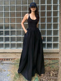 High Waist Sleeveless Maxi Dress Women With Slim A-Line