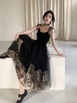 French Vintage Black Strap Dress Gothic Casual - Alt Style Clothing