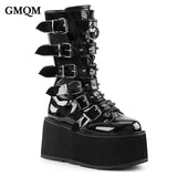 GIGIFOX Gothic Motorcycle Boots with Rivets – Punk Style for Winter