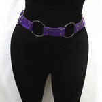 Gothic Punk Leather Waist Belt with Metal Circle Ring and Silver Pin Buckle