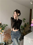 Gothic Lace Crop Top Transparent Cardigan - Alt Style Clothing