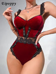 Dark Romantic Gothic Vintage Velour Bodysuit