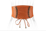 Wide Leather Belt - Fashionable Ethnic Dress Belt with Tassels