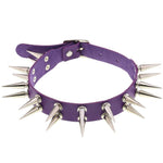 Long Spiked Choker Collar Leather Goth Necklace - Alt Style Clothing