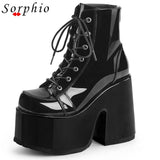 Ankle Strap Platform Pumps Goth With Chain - Alt Style Clothing